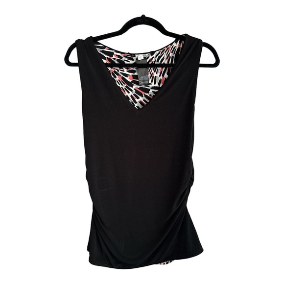 White House Black Market Reversible Abstract/Solid Black Tank Sz M - Picture 5 of 6